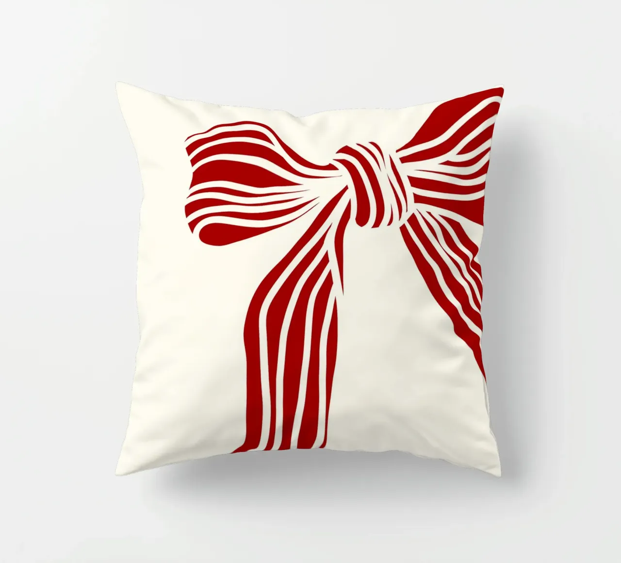 Red bow on white cuscino da TijanaArtStudio88