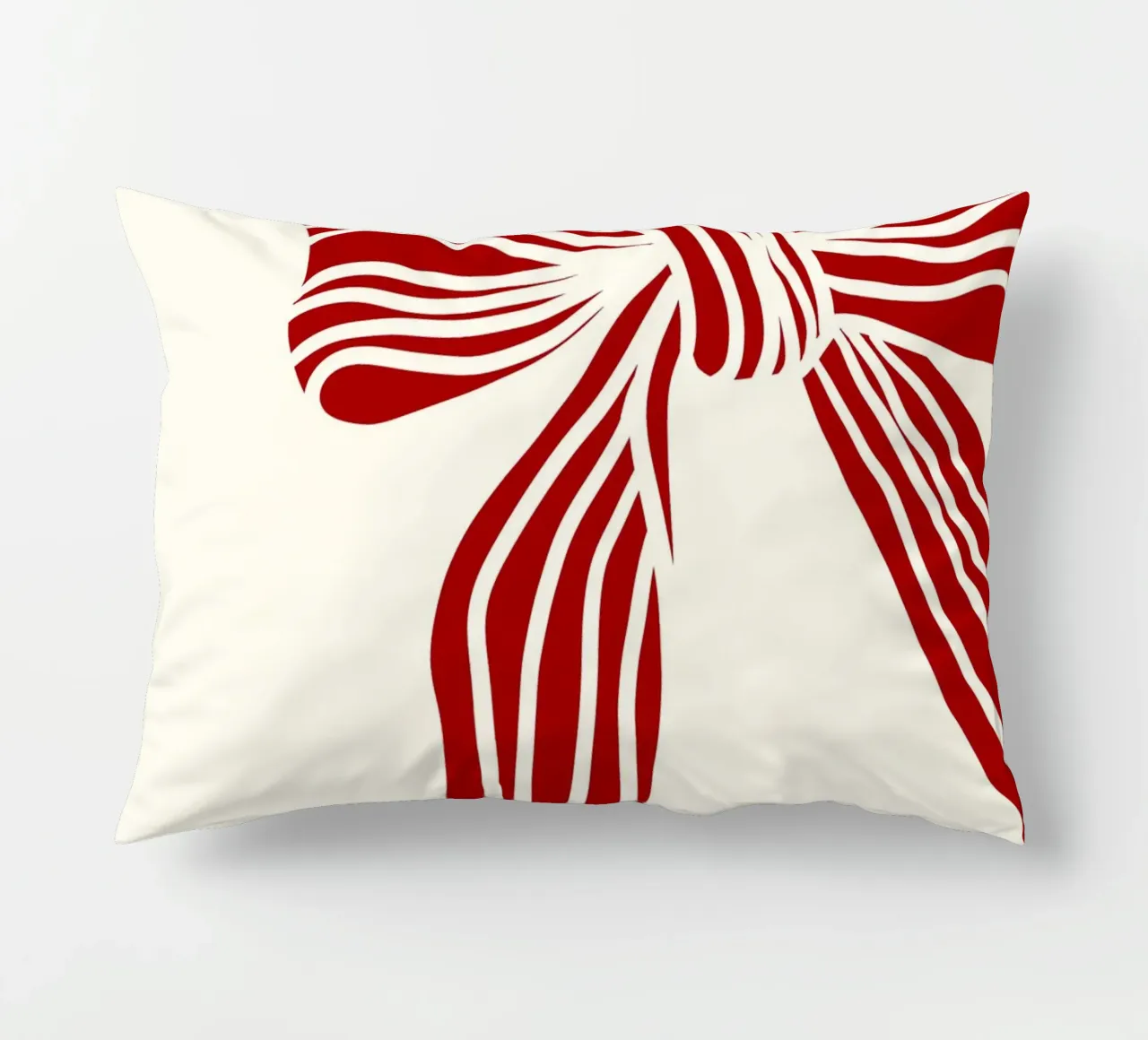 Red bow on white cuscino da TijanaArtStudio88