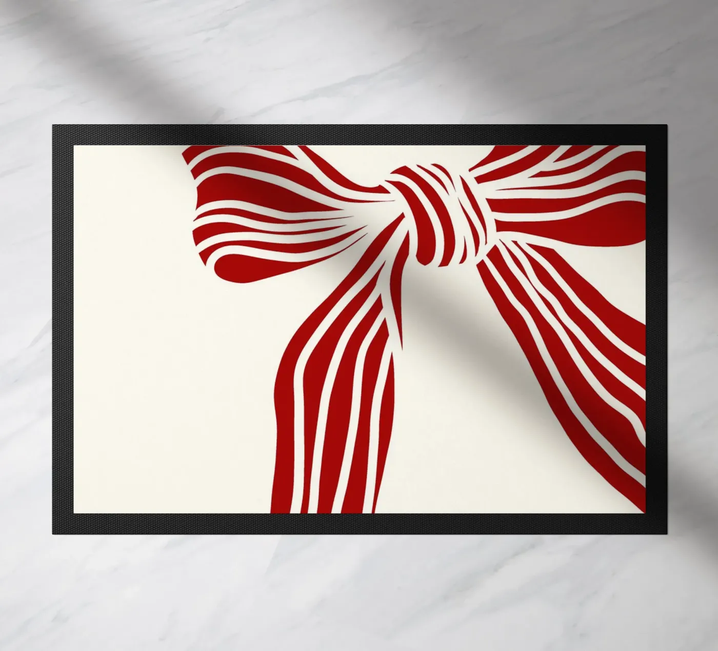Red bow on white doormat by TijanaArtStudio88