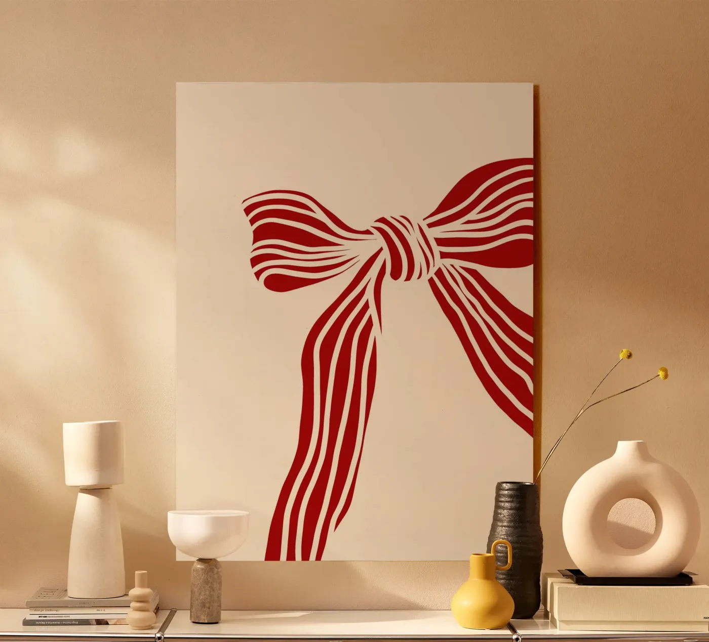 Red bow on white plexiglass da TijanaArtStudio88