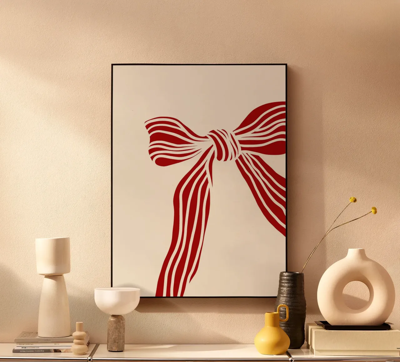 Red bow on white alluminio dibond da TijanaArtStudio88