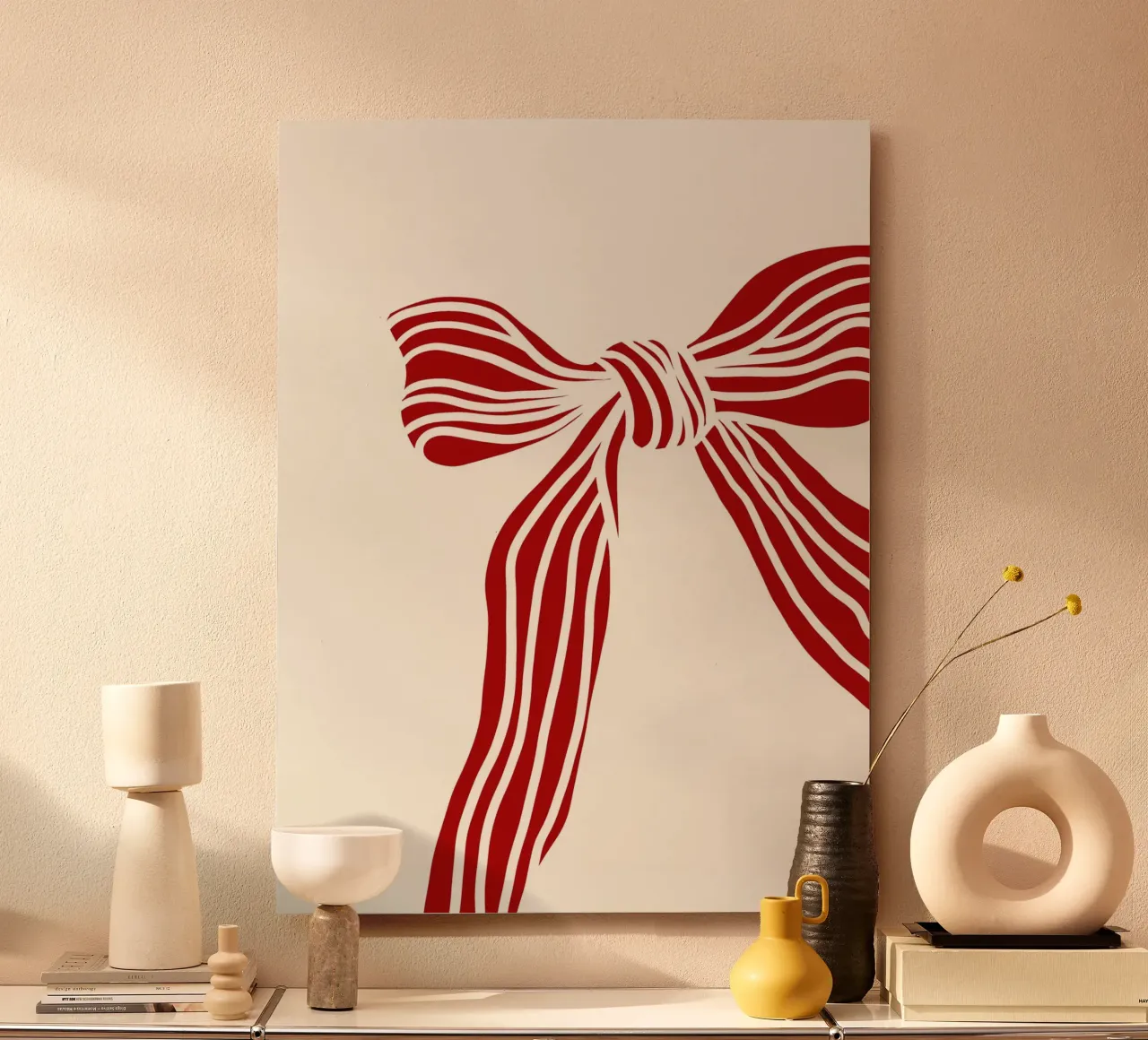 Red bow on white alluminio dibond da TijanaArtStudio88