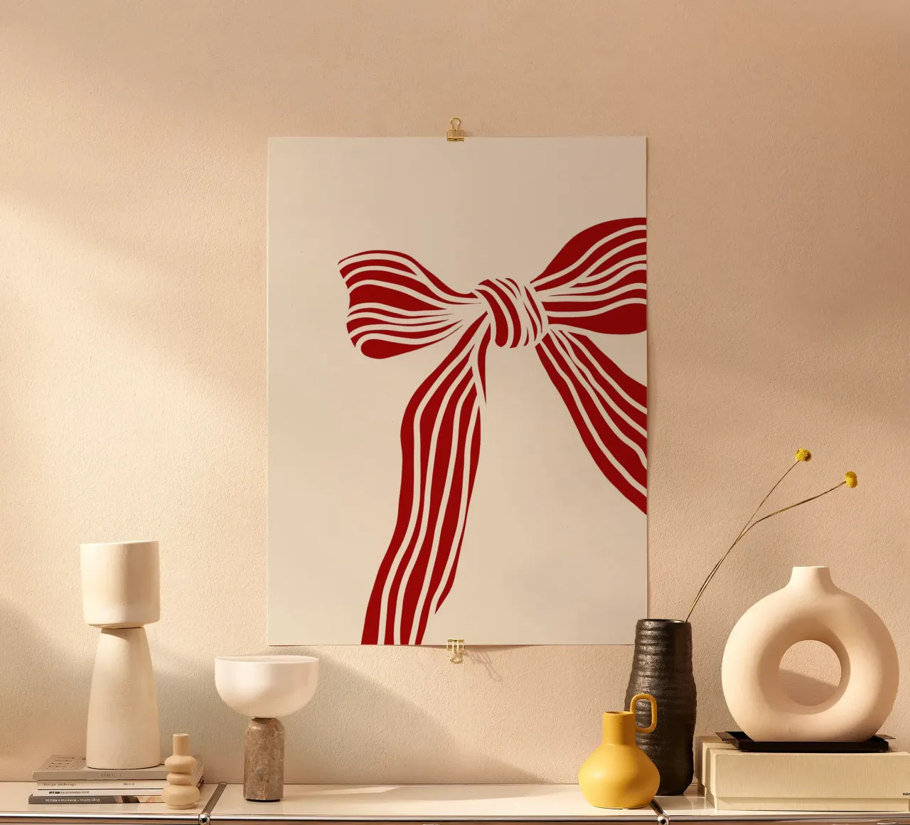 Red bow on white carta hahnemühle da TijanaArtStudio88