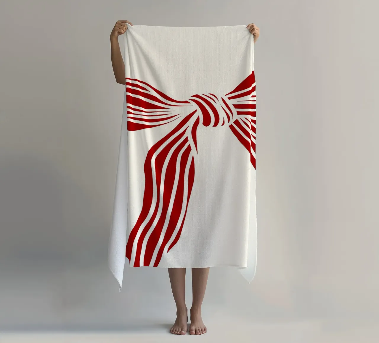 Red bow on white telo mare da TijanaArtStudio88