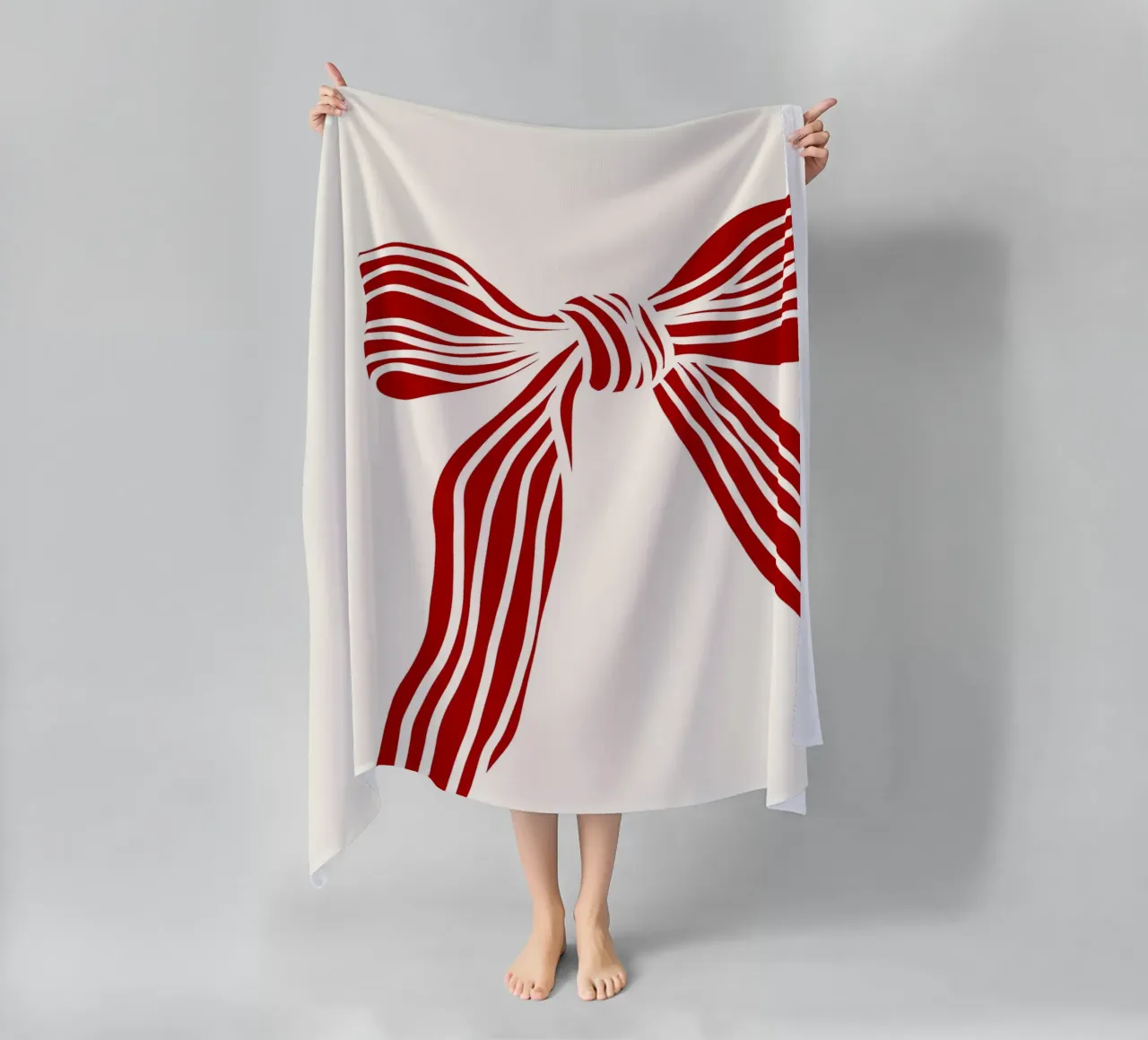 Red bow on white telo mare da TijanaArtStudio88