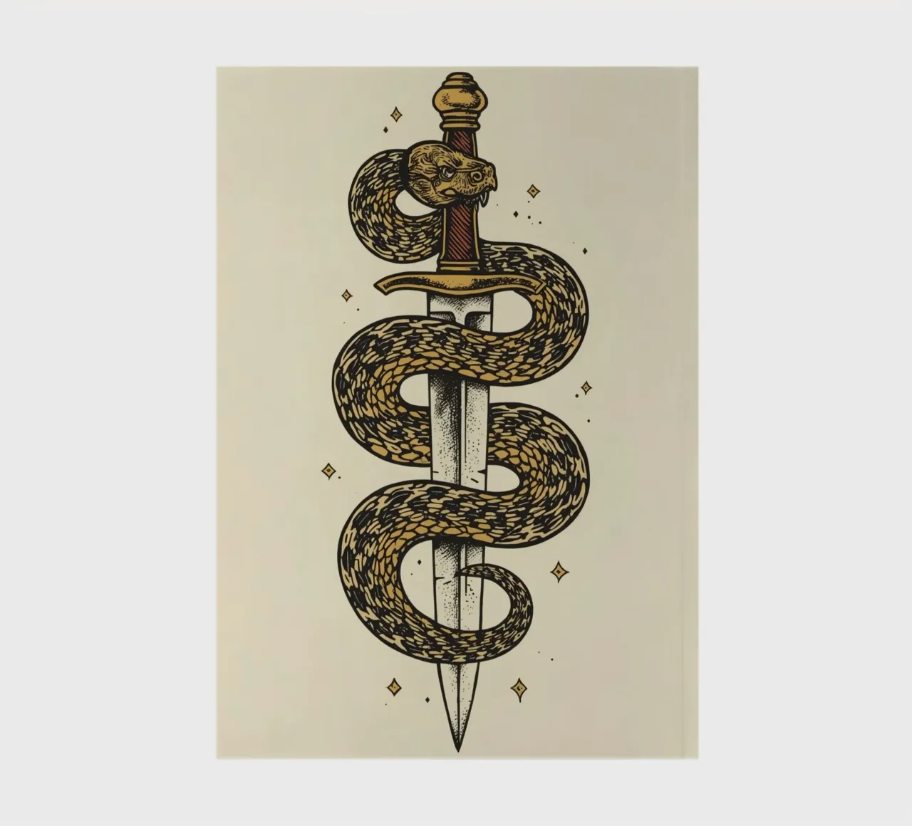 Snake Coiled Around Dagger notebook by DesignDoodle