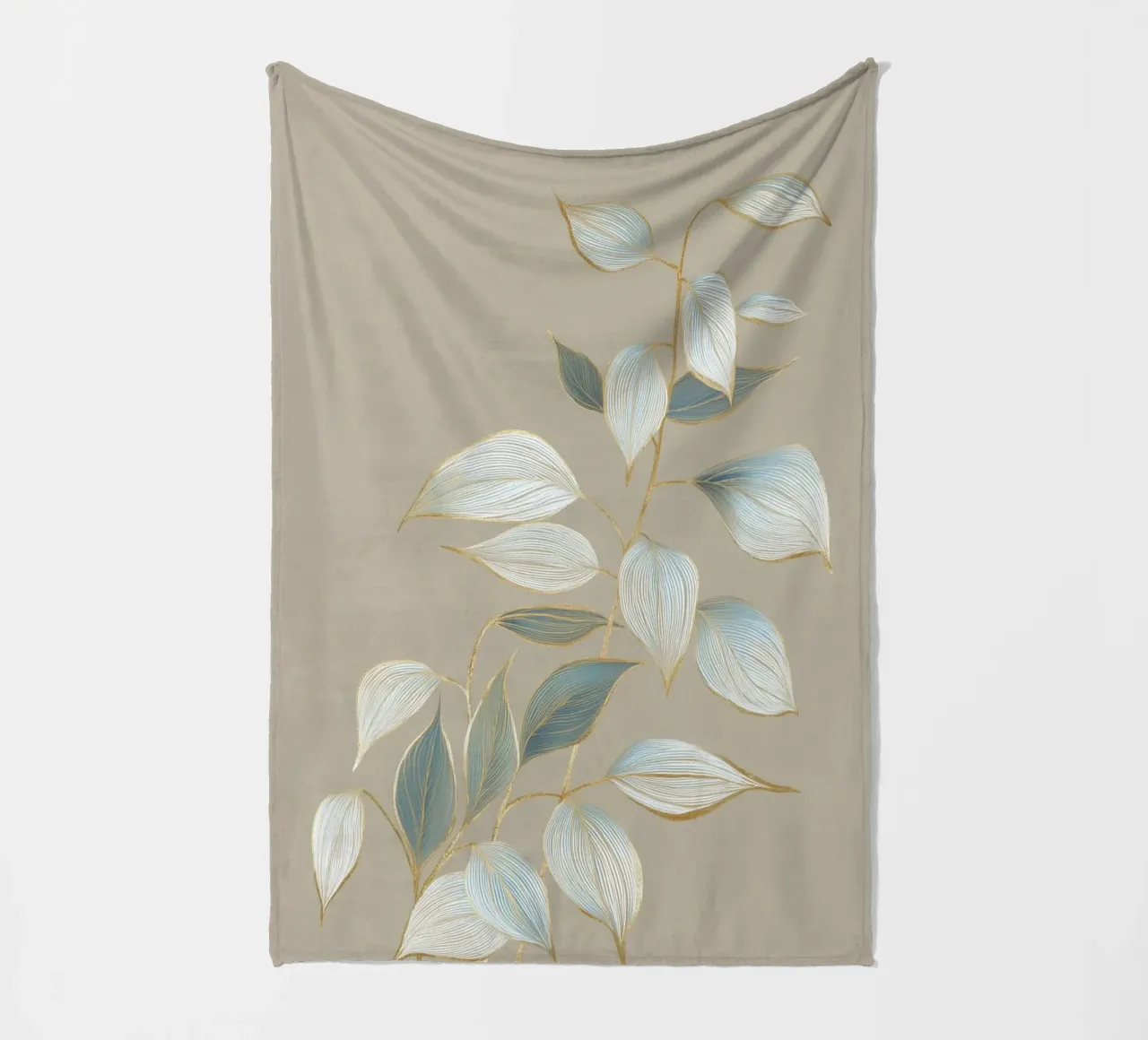 Design a foglie color oro pastello coperta in pile da Carinaprint