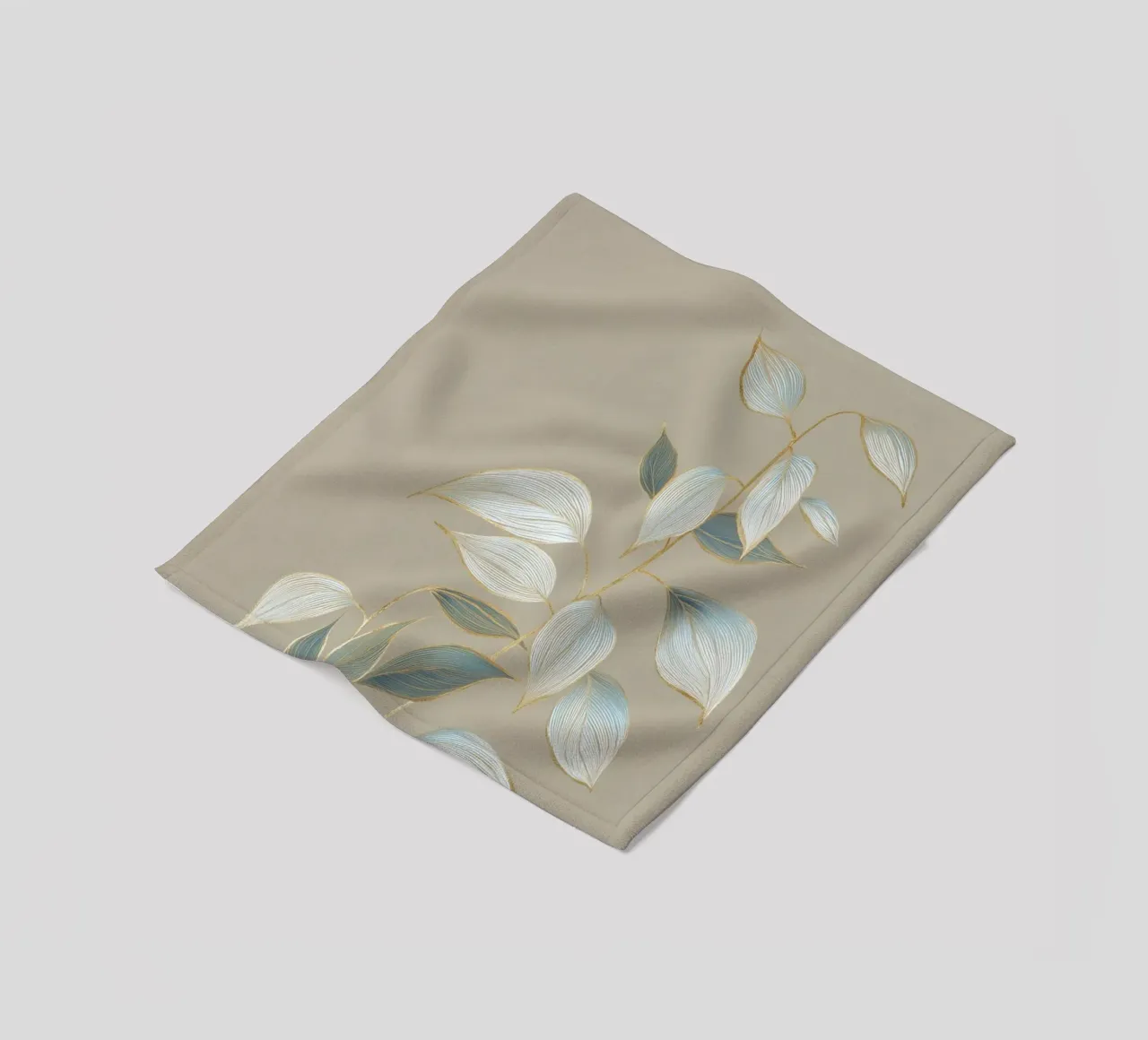 Design a foglie color oro pastello coperta in pile da Carinaprint
