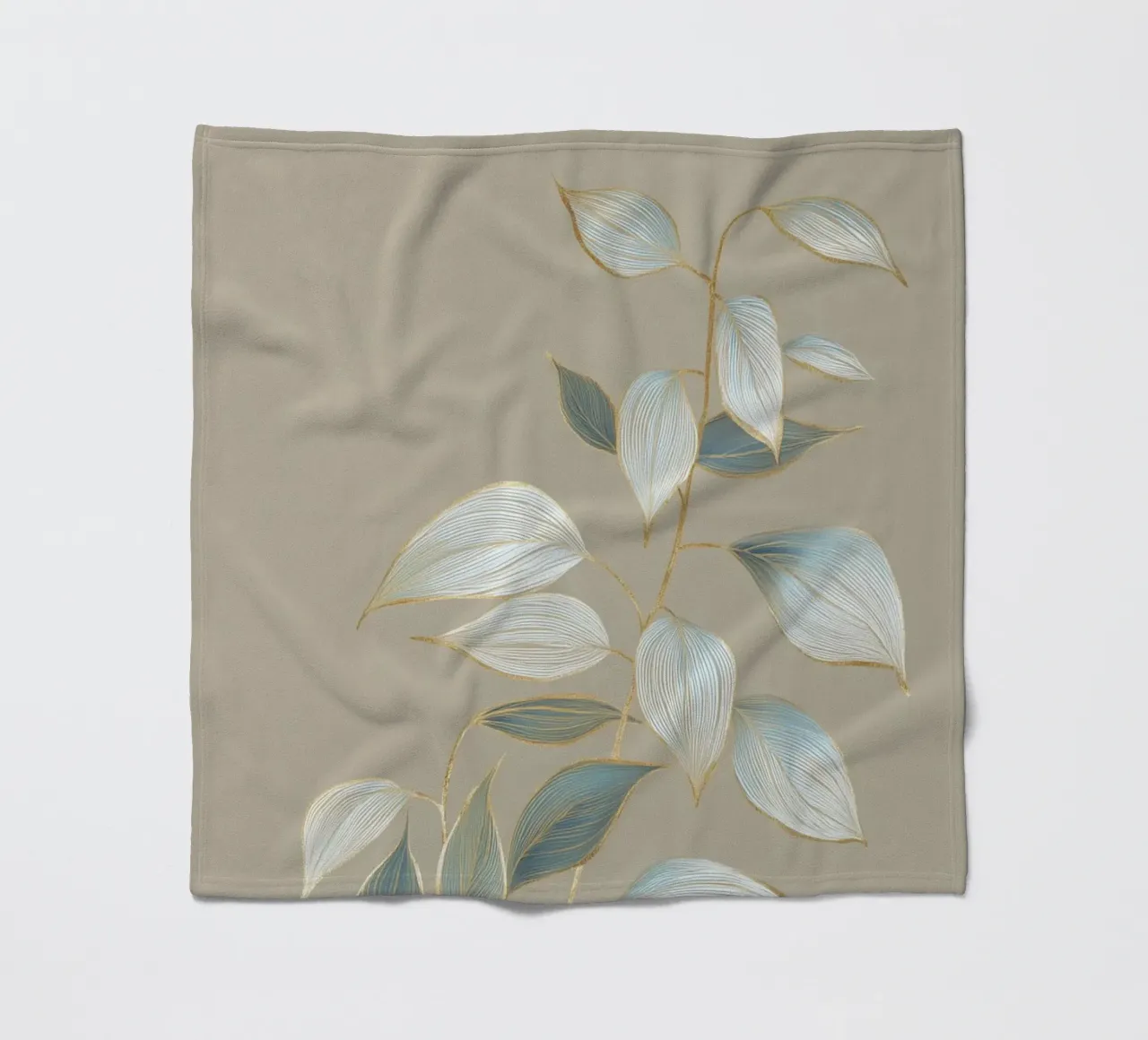 Design a foglie color oro pastello coperta in pile da Carinaprint