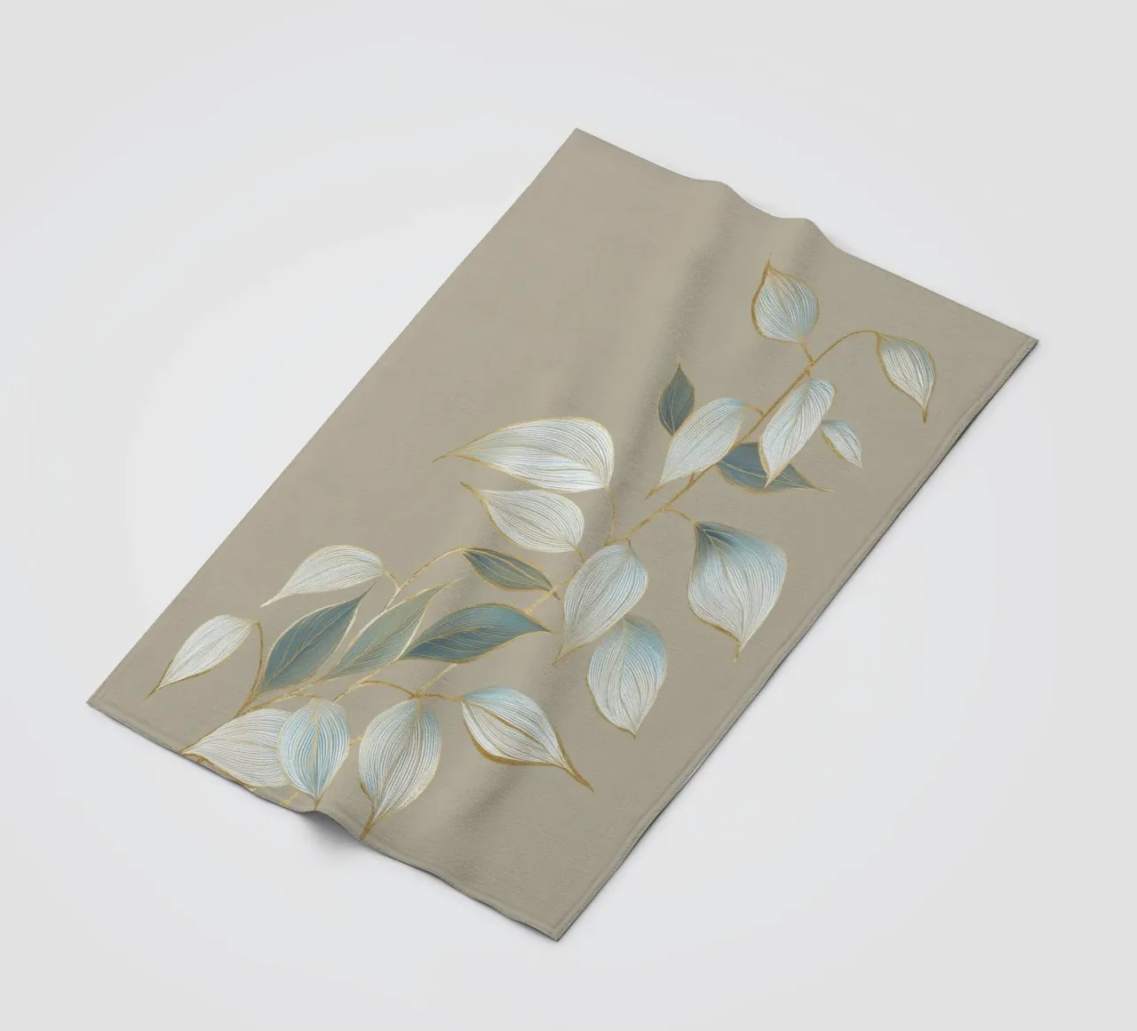 Design a foglie color oro pastello coperta in pile da Carinaprint