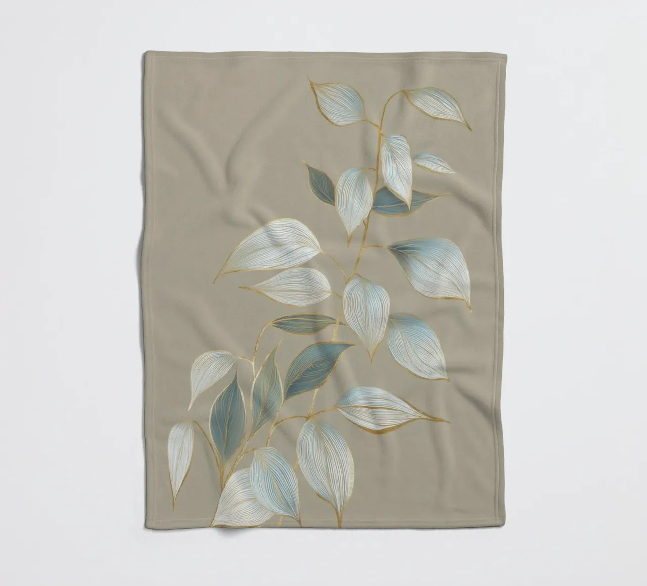Design a foglie color oro pastello coperta in pile da Carinaprint