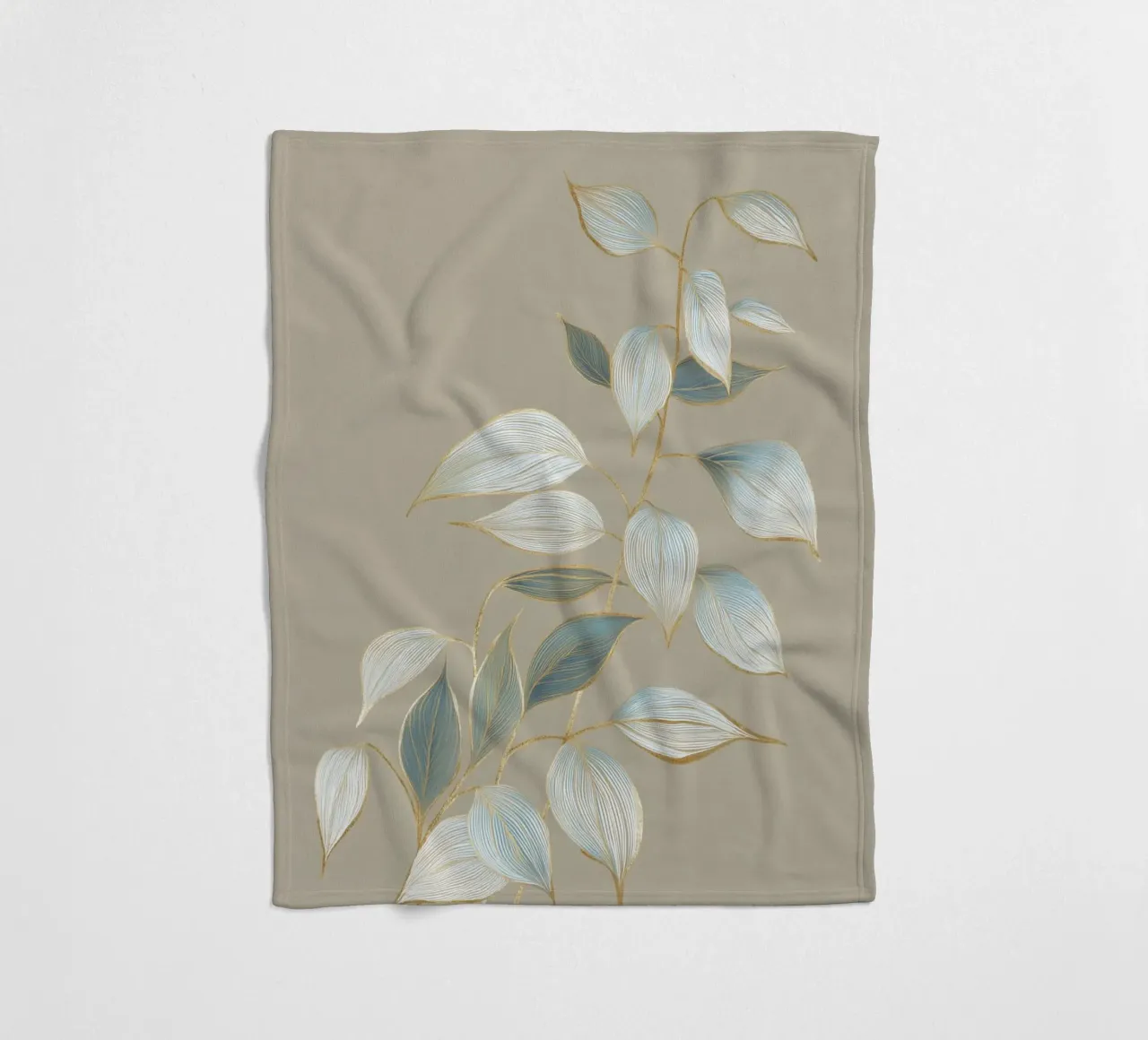 Design a foglie color oro pastello coperta in pile da Carinaprint