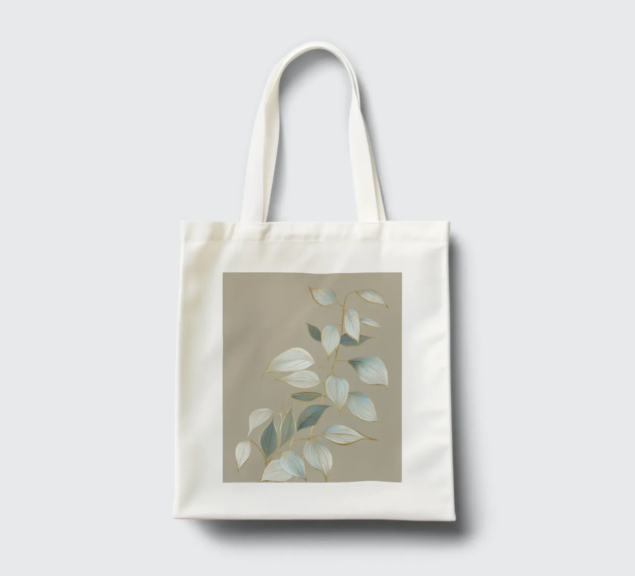 Design a foglie color oro pastello borsa in juta da Carinaprint