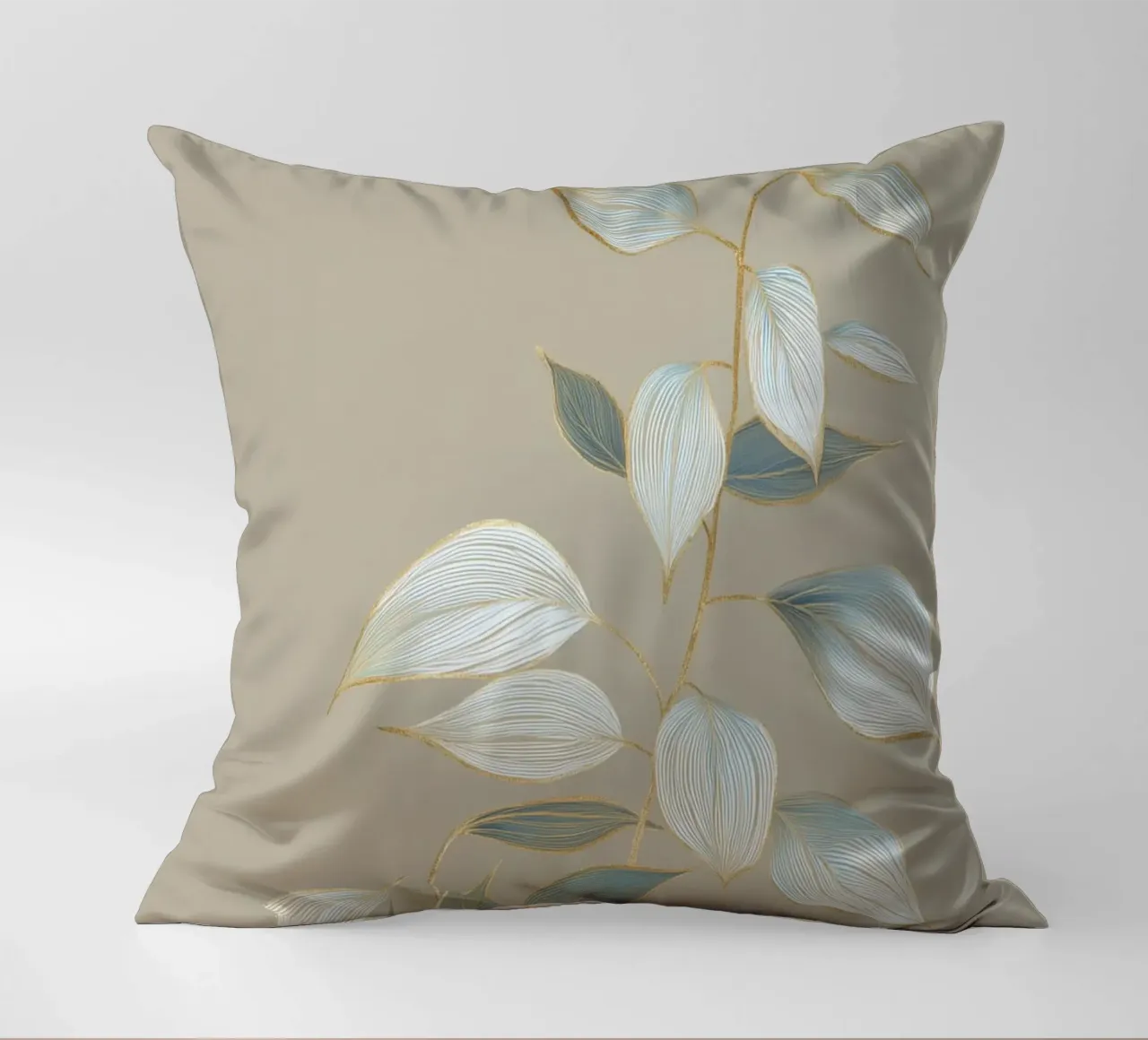 Design a foglie color oro pastello cuscino da Carinaprint