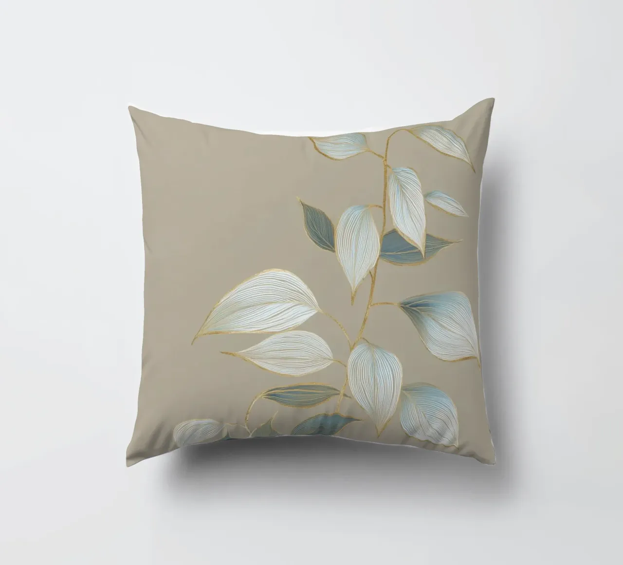 Design a foglie color oro pastello cuscino da Carinaprint