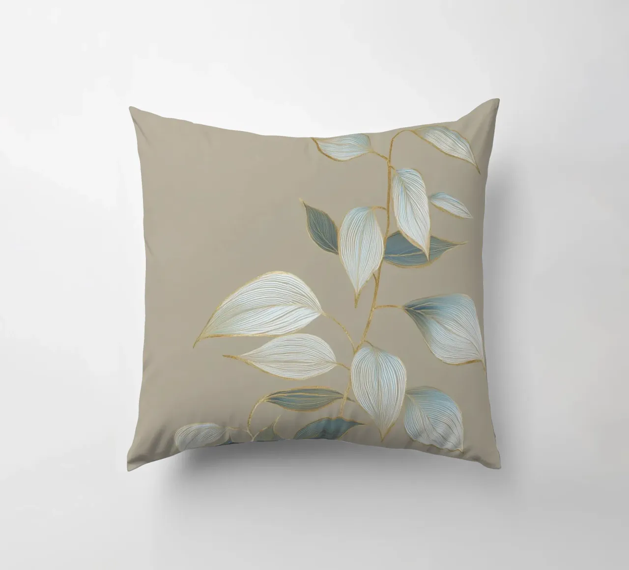 Design a foglie color oro pastello cuscino da Carinaprint