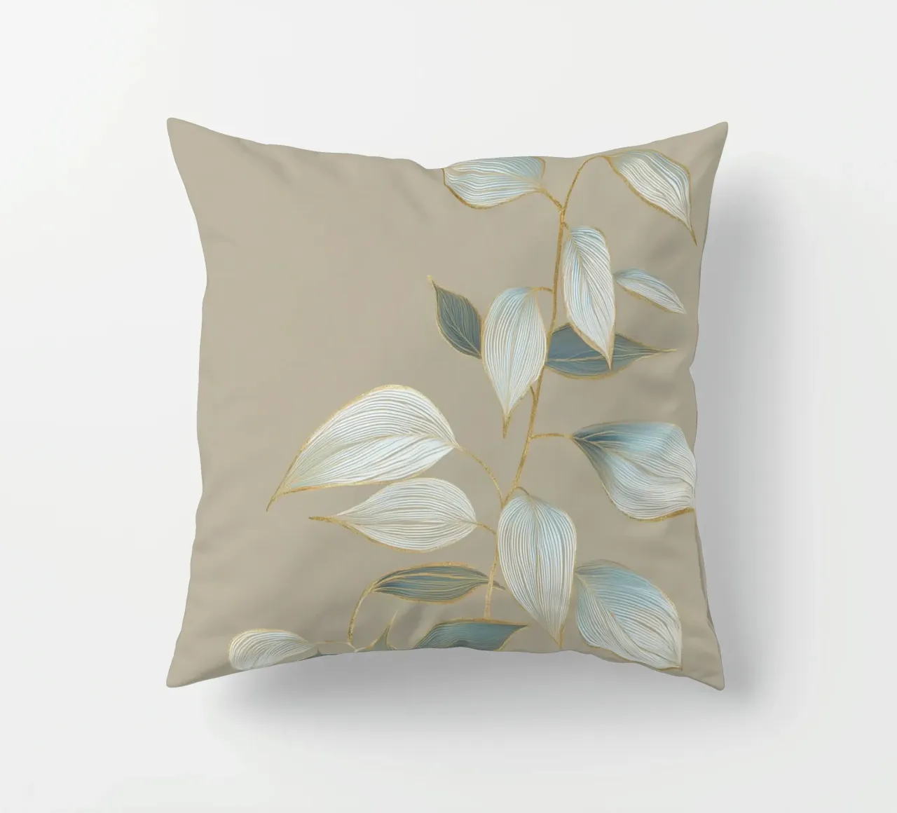 Design a foglie color oro pastello cuscino da Carinaprint