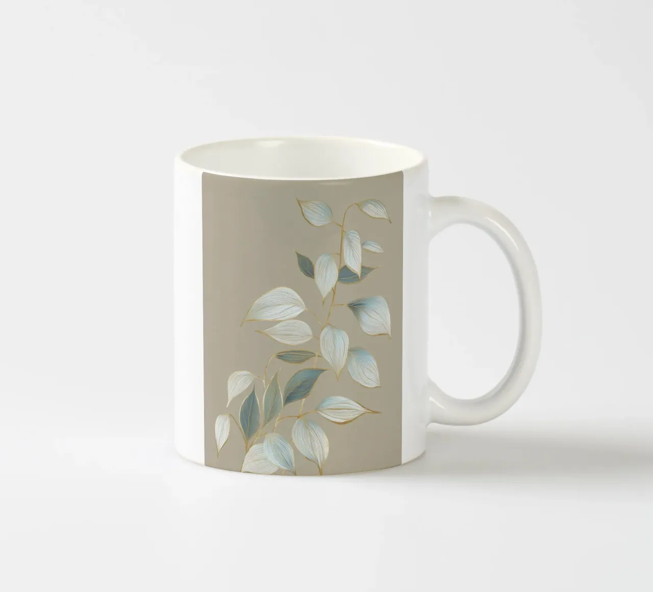 Design a foglie color oro pastello tazza in ceramica da Carinaprint