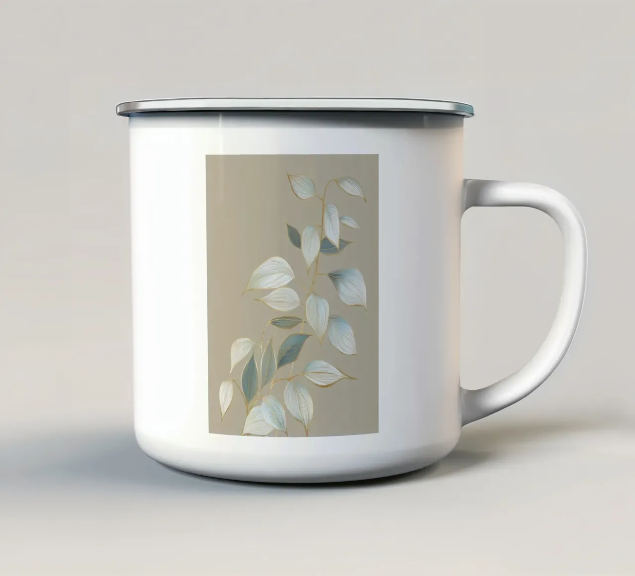 Design a foglie color oro pastello tazza in smalto da Carinaprint