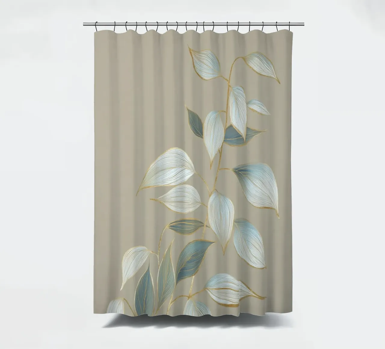 Design a foglie color oro pastello tenda da doccia da Carinaprint