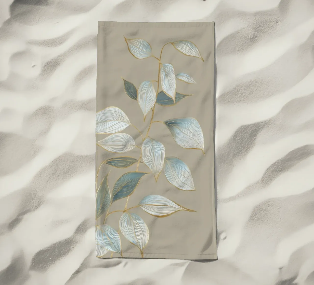 Design a foglie color oro pastello telo mare da Carinaprint