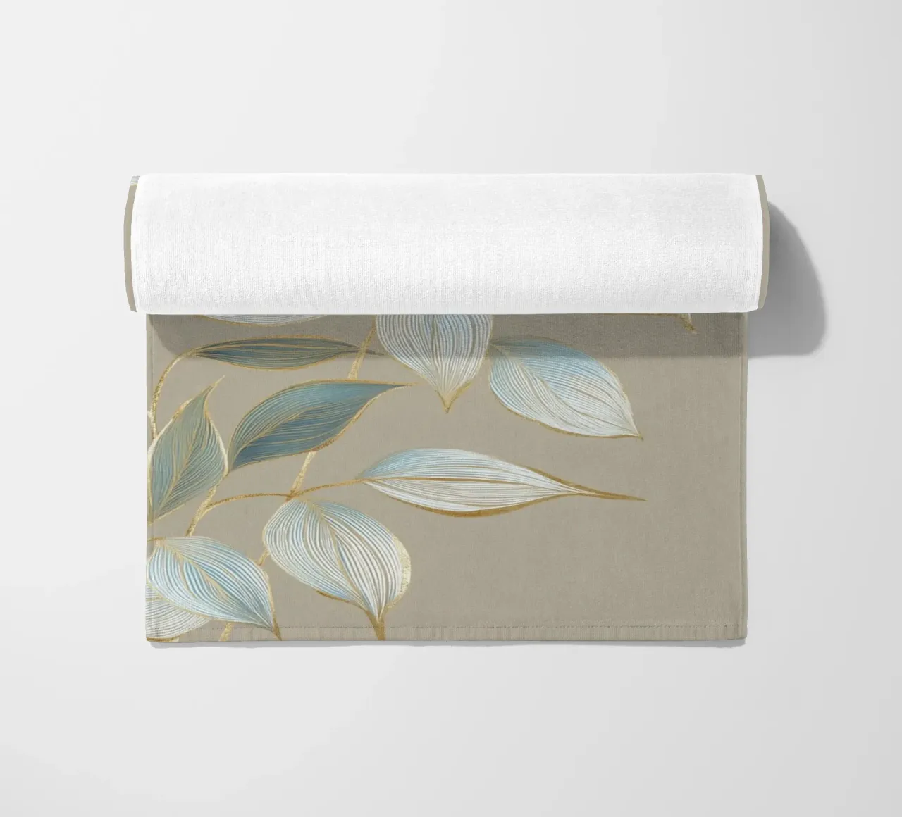 Design a foglie color oro pastello telo mare da Carinaprint