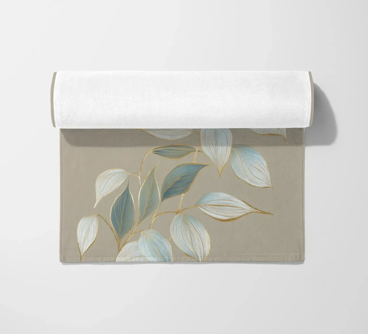 Design a foglie color oro pastello telo mare da Carinaprint