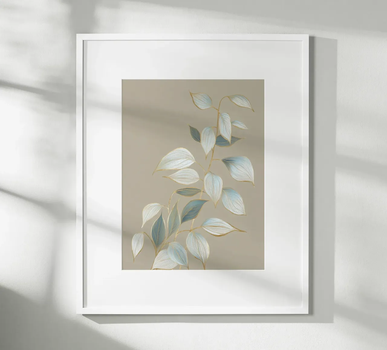 Design a foglie color oro pastello carta hahnemühle da Carinaprint