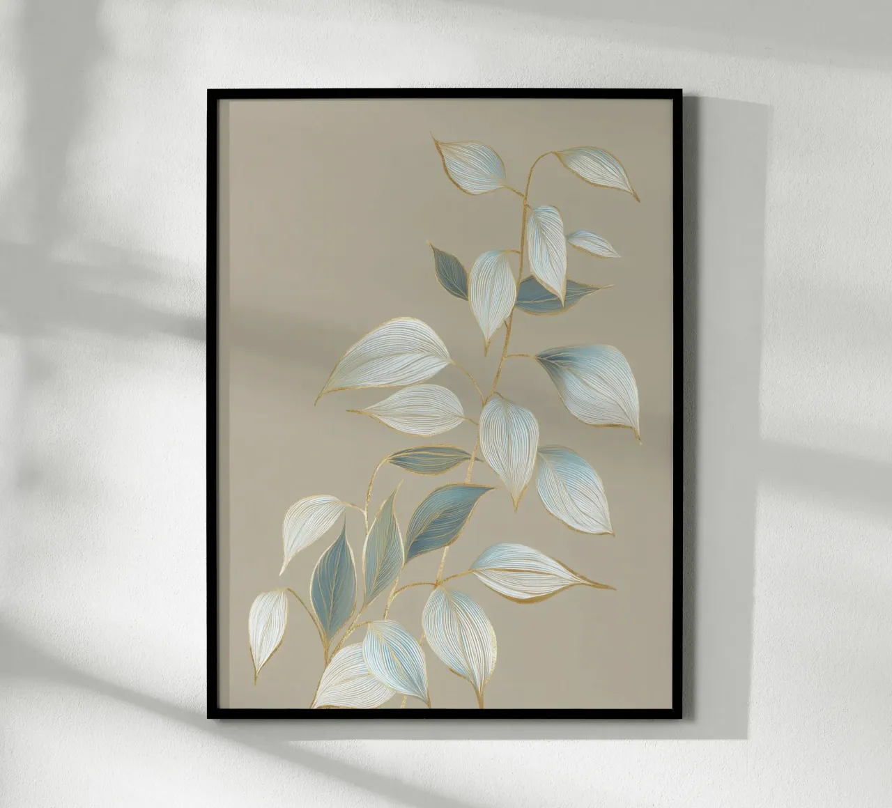 Design a foglie color oro pastello carta hahnemühle da Carinaprint