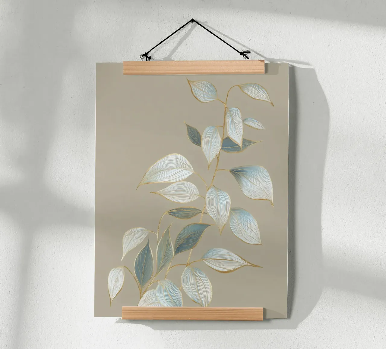 Design a foglie color oro pastello carta hahnemühle da Carinaprint