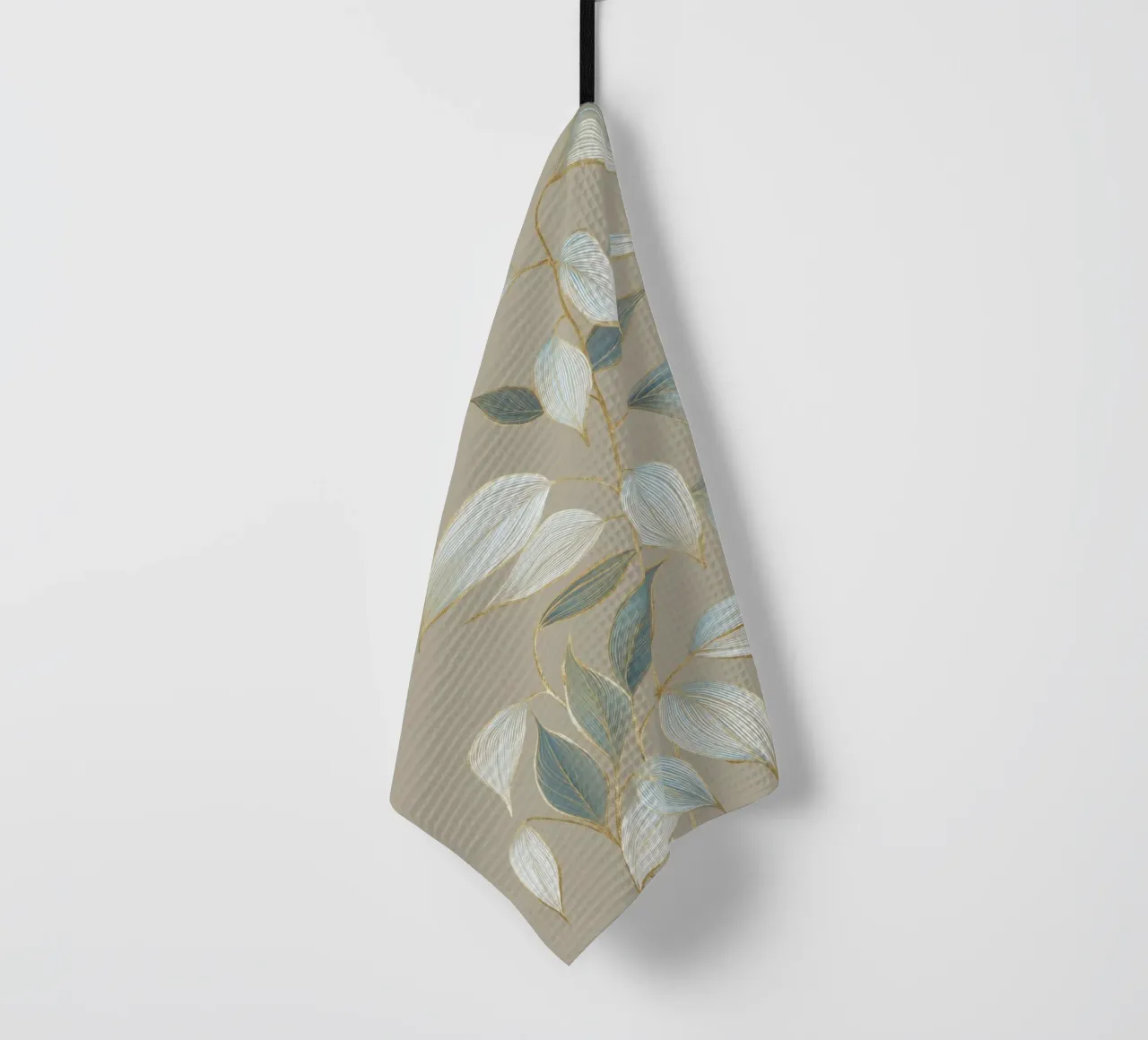 Design a foglie color oro pastello canovaccio da cucina da Carinaprint