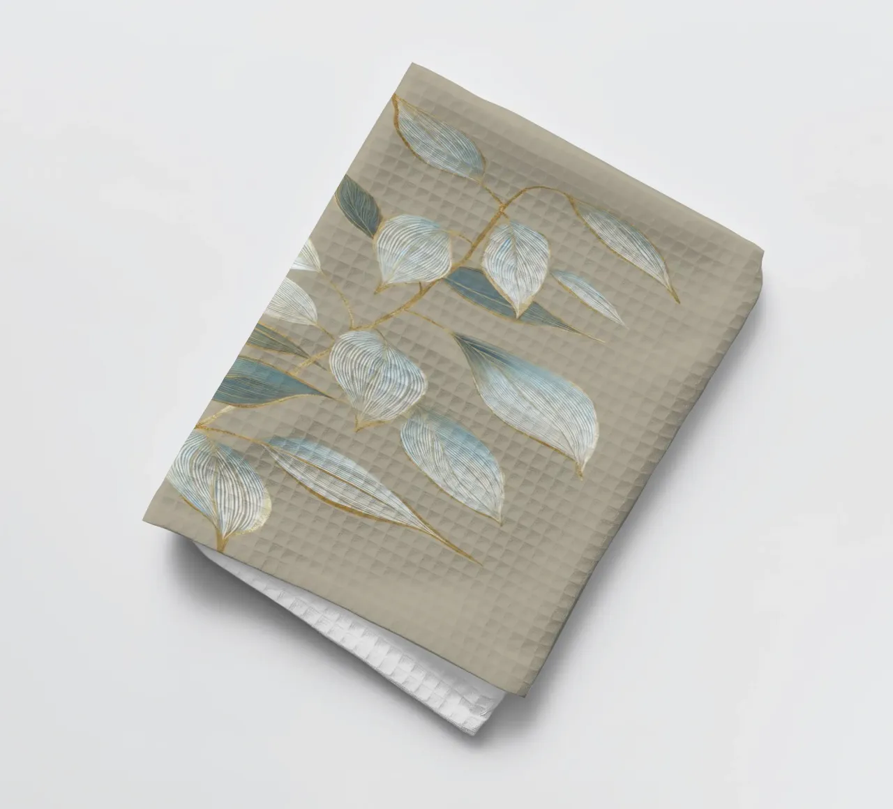 Design a foglie color oro pastello canovaccio da cucina da Carinaprint