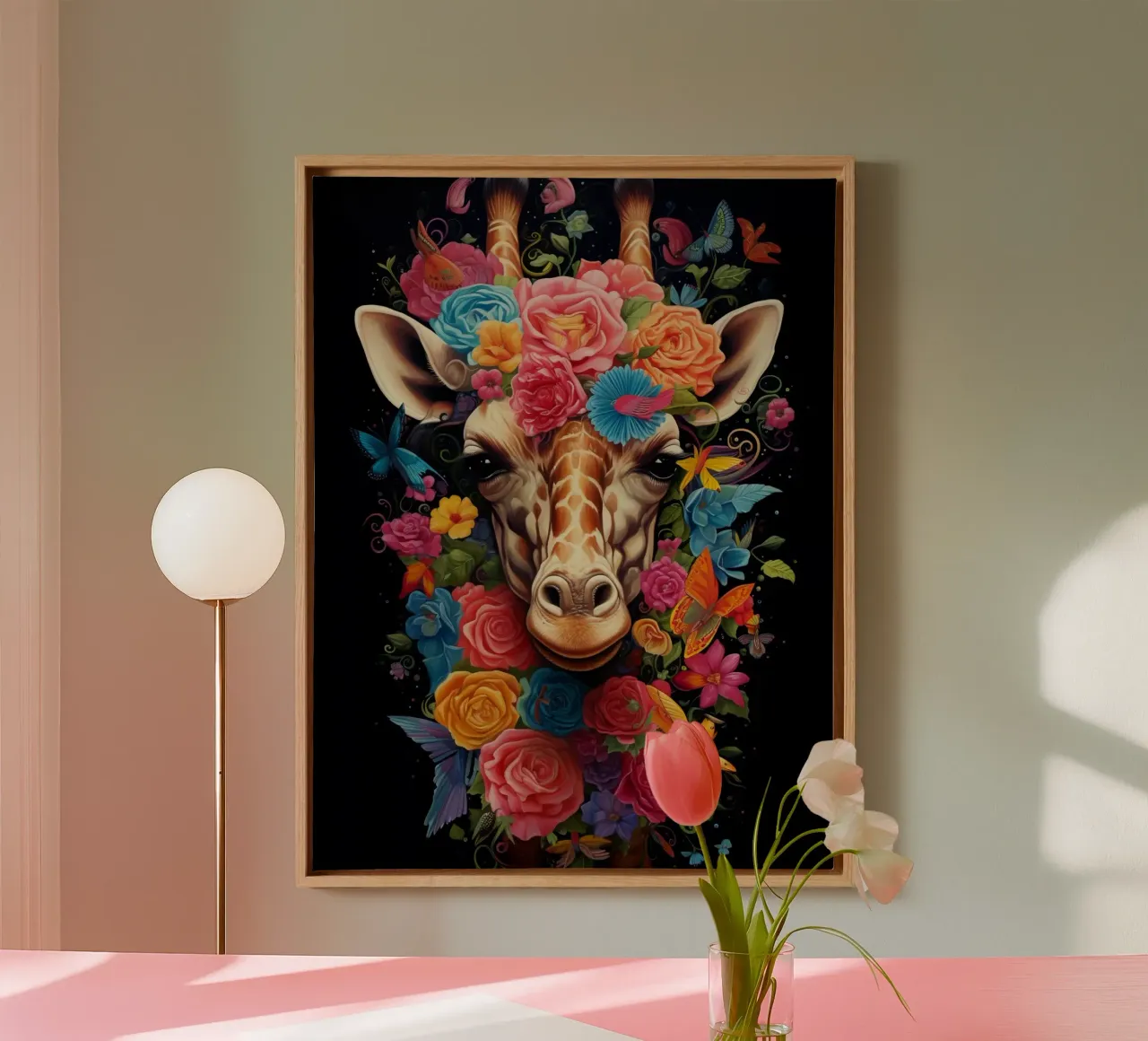 Fiori di giraffa 2 tela con Cornice a cassetta da Mateo