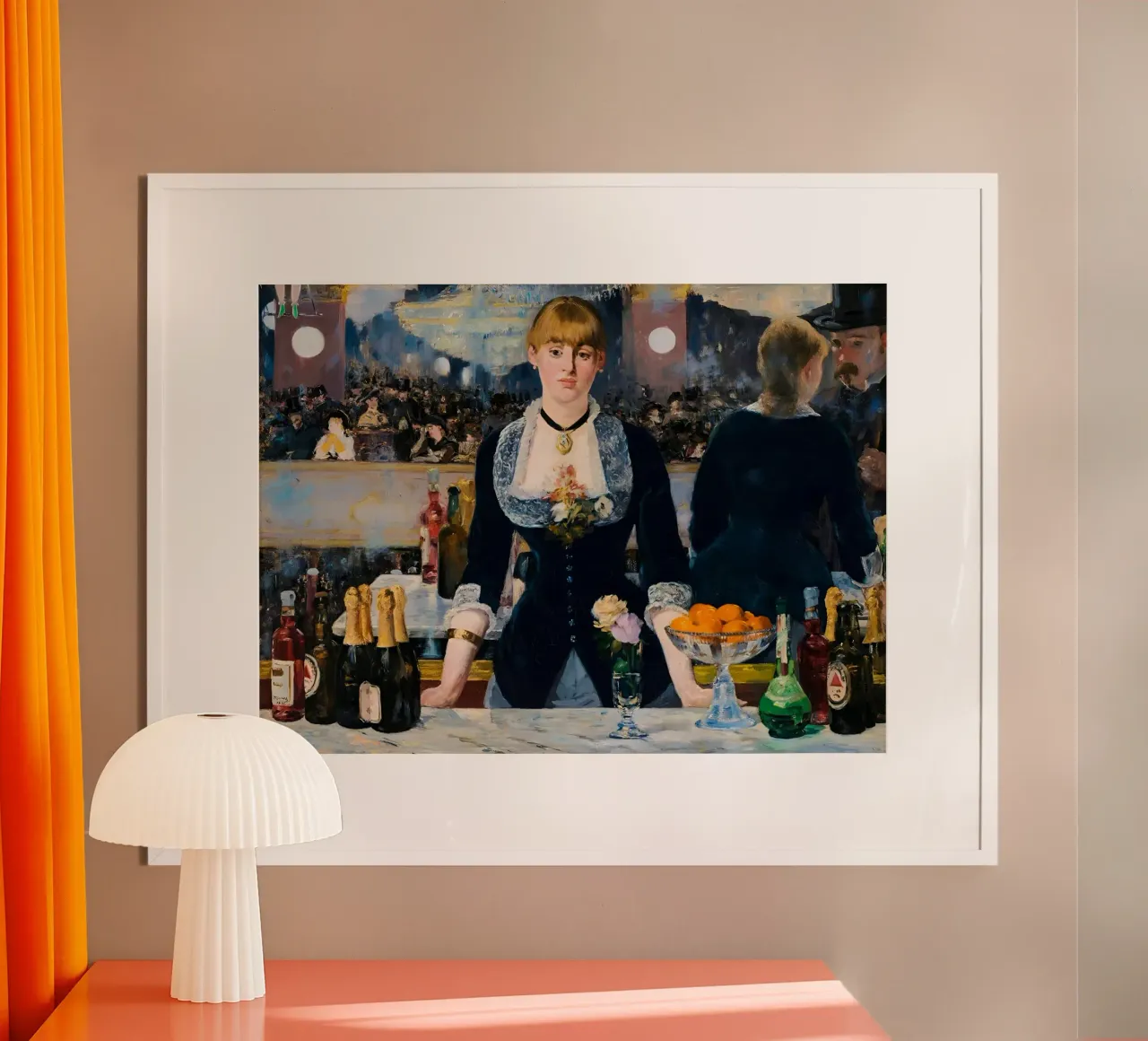 Edouard Manet - Un bar alle Folies-Bergere (1882) poster con telaio in plastica da William Store