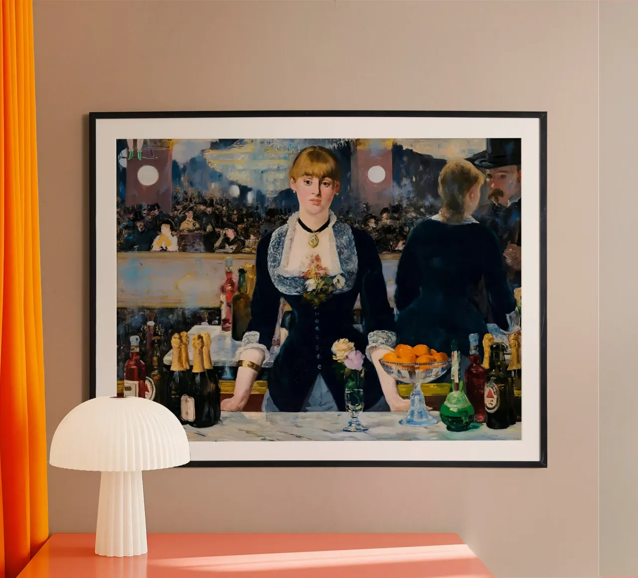 Edouard Manet - Un bar alle Folies-Bergere (1882) poster con telaio in plastica da William Store