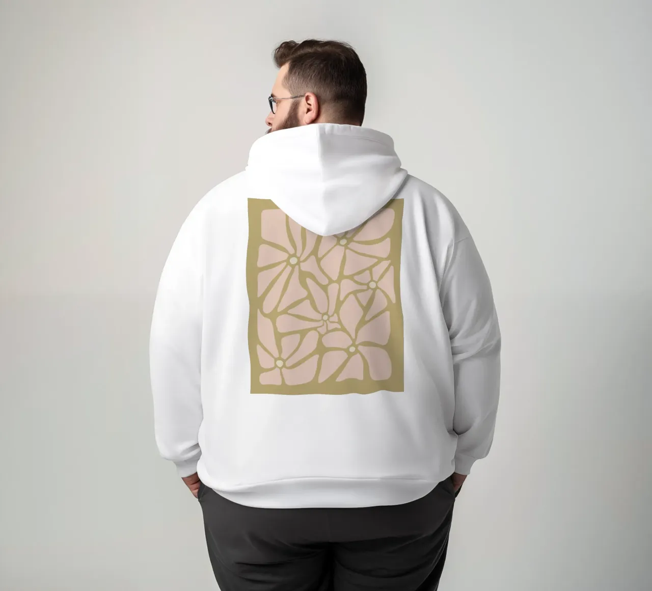 Fiori astratti retrò di metà secolo, rosa, crema e abbronzatura, di tipo trippy felpa con cappuccio da This Wild Soul - Illustration
