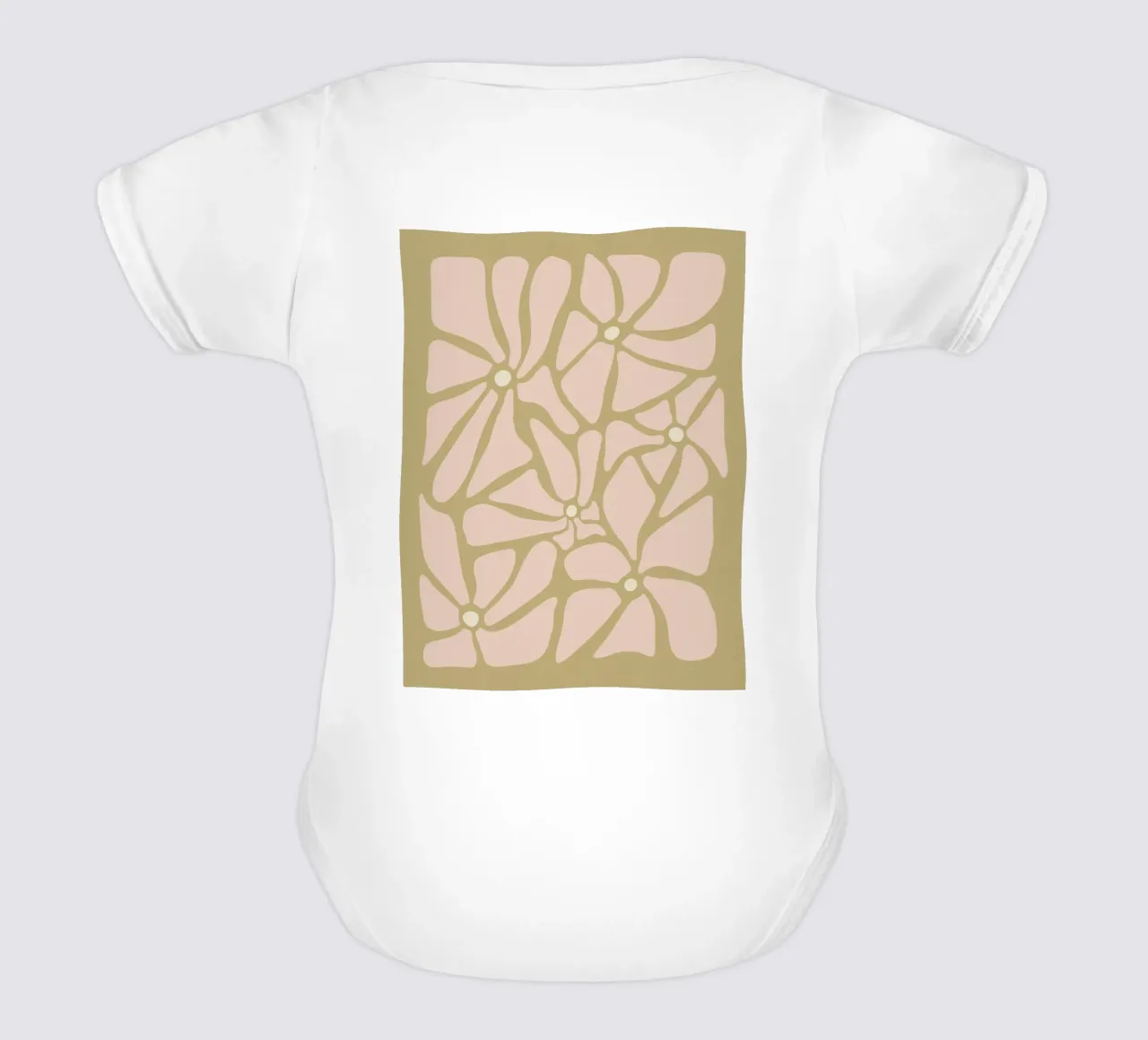 Fiori astratti retrò di metà secolo, rosa, crema e abbronzatura, di tipo trippy body neonato maniche corte da This Wild Soul - Illustration