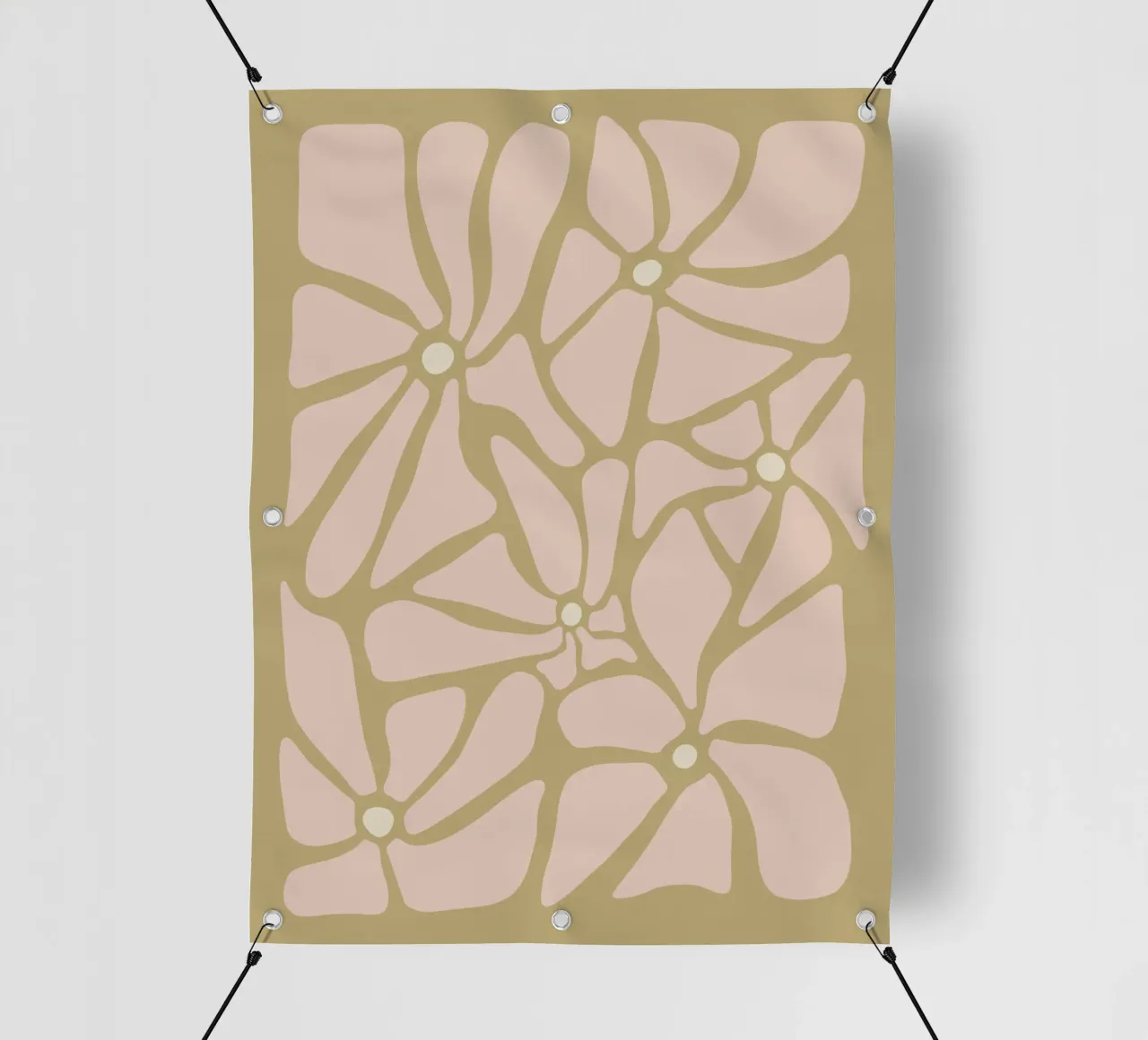 Fiori astratti retrò di metà secolo, rosa, crema e abbronzatura, di tipo trippy telo in pvc da This Wild Soul - Illustration
