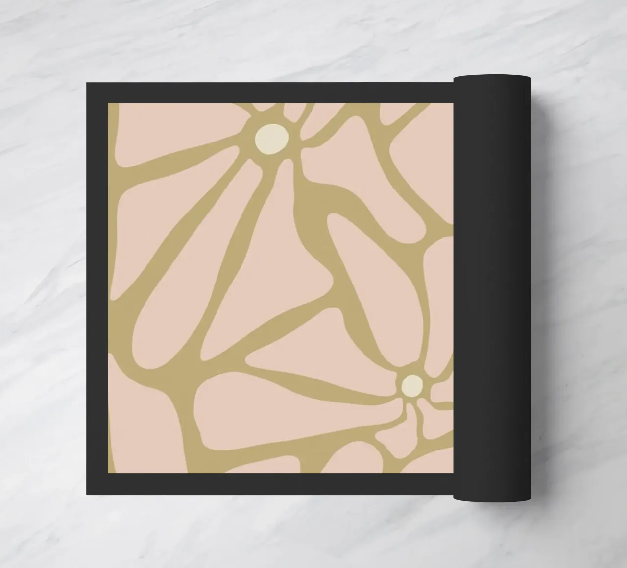 Fiori astratti retrò di metà secolo, rosa, crema e abbronzatura, di tipo trippy zerbino da This Wild Soul - Illustration
