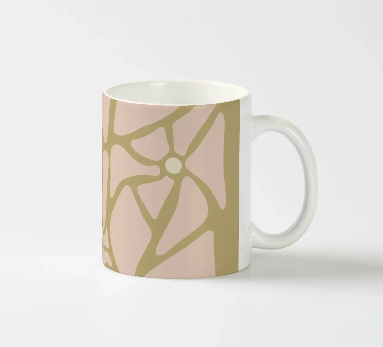 Fiori astratti retrò di metà secolo, rosa, crema e abbronzatura, di tipo trippy tazza in ceramica da This Wild Soul - Illustration