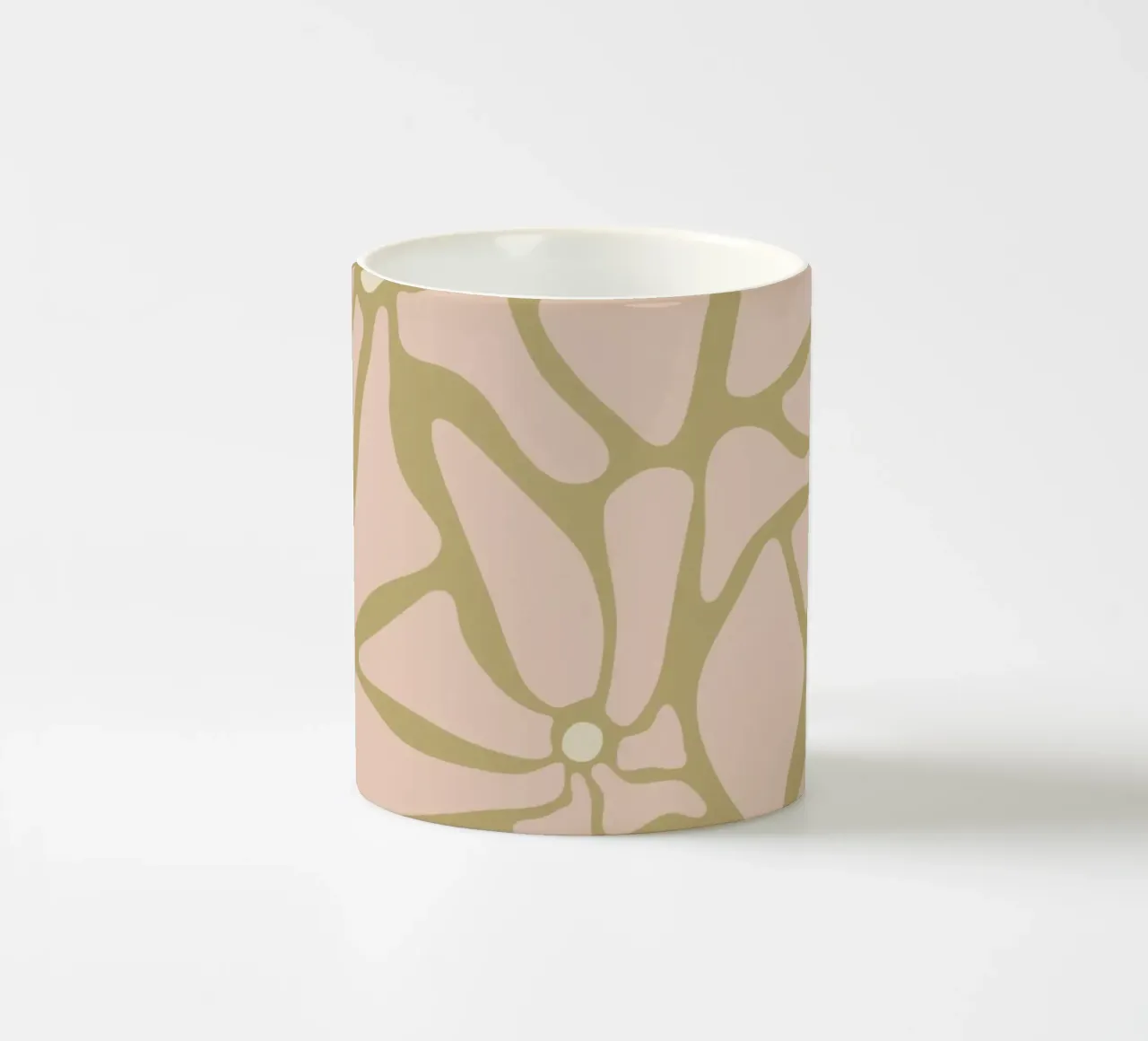 Fiori astratti retrò di metà secolo, rosa, crema e abbronzatura, di tipo trippy tazza in ceramica da This Wild Soul - Illustration