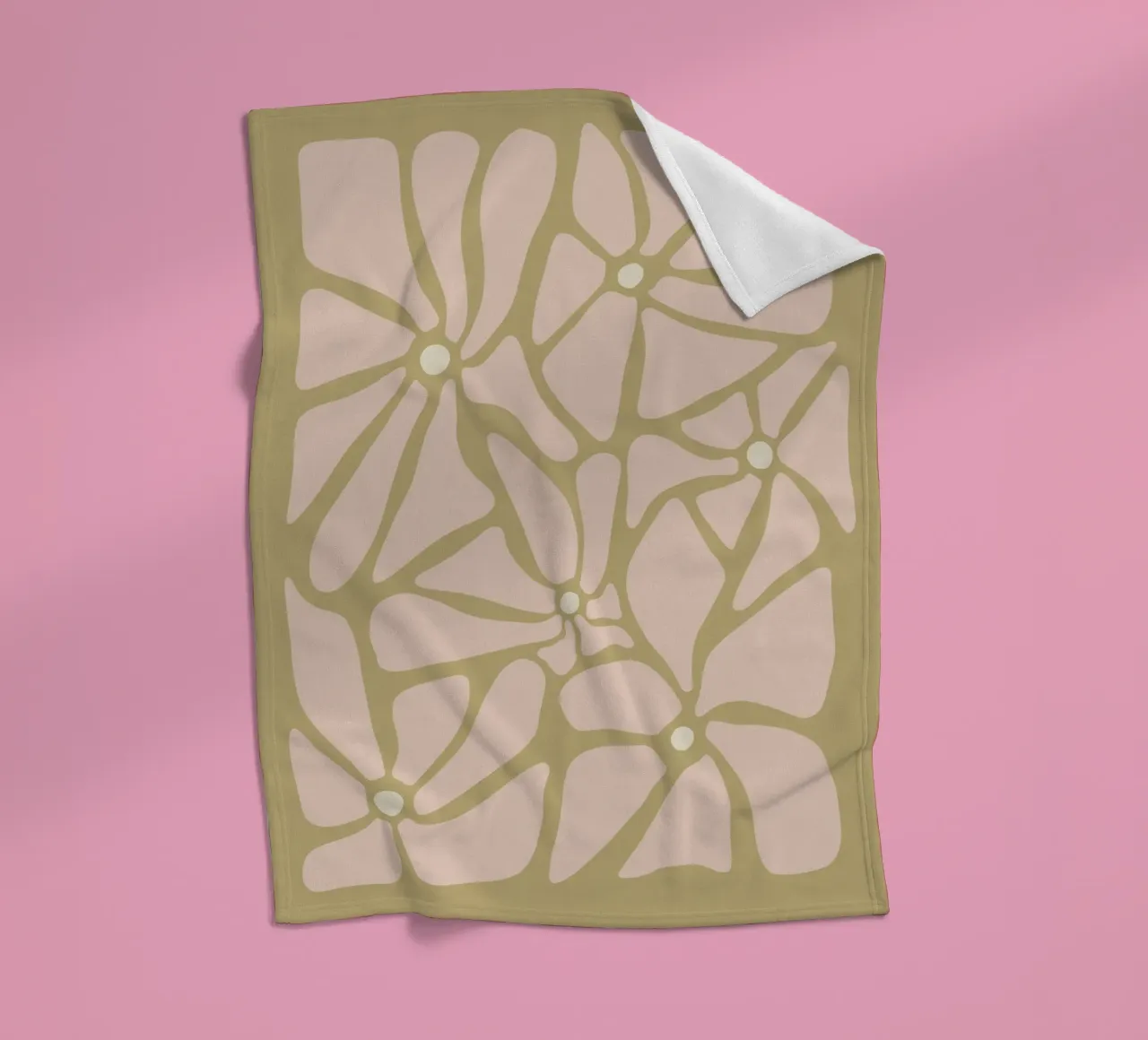 Fiori astratti retrò di metà secolo, rosa, crema e abbronzatura, di tipo trippy coperta in pile da This Wild Soul - Illustration