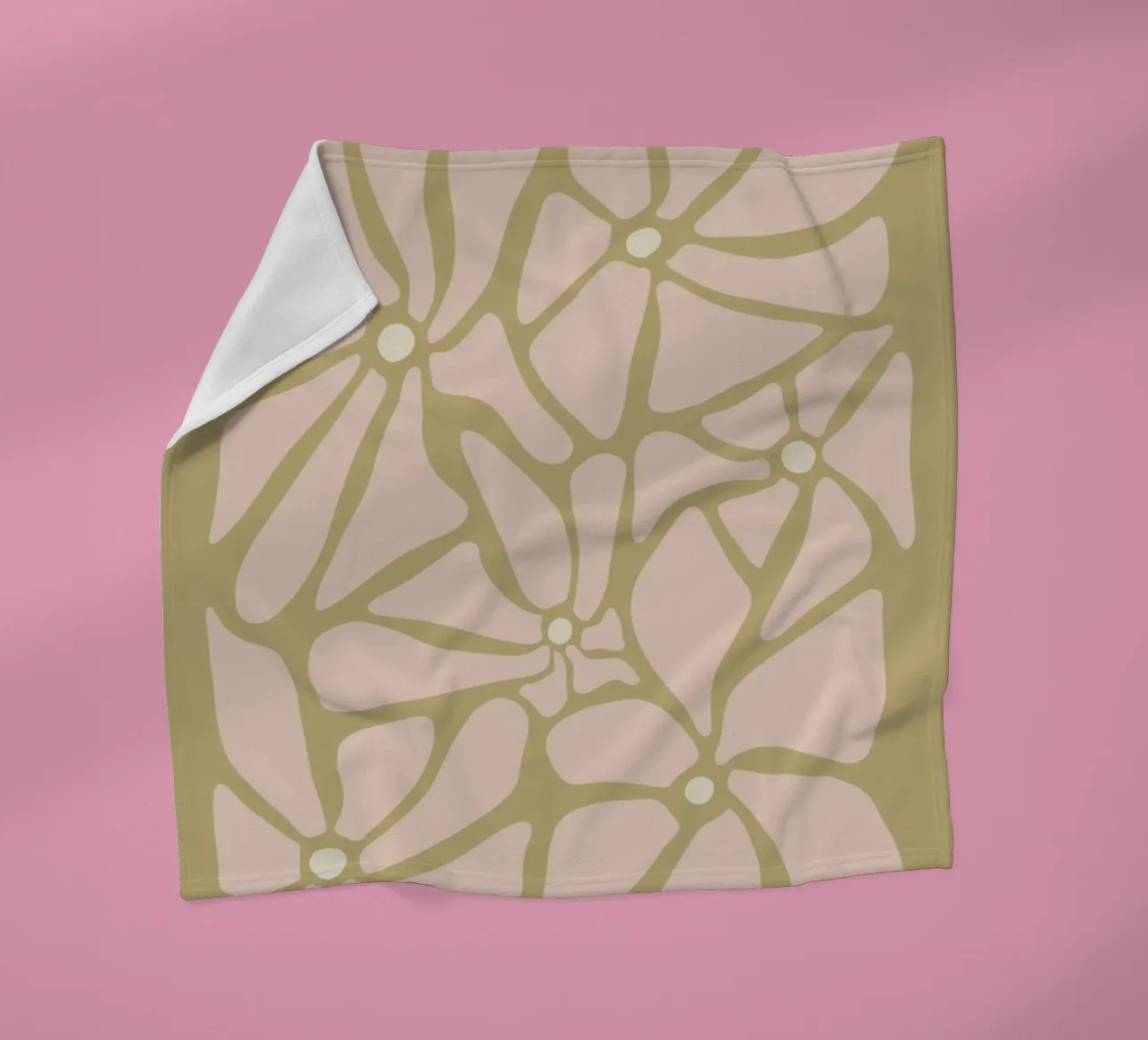 Fiori astratti retrò di metà secolo, rosa, crema e abbronzatura, di tipo trippy coperta in pile da This Wild Soul - Illustration
