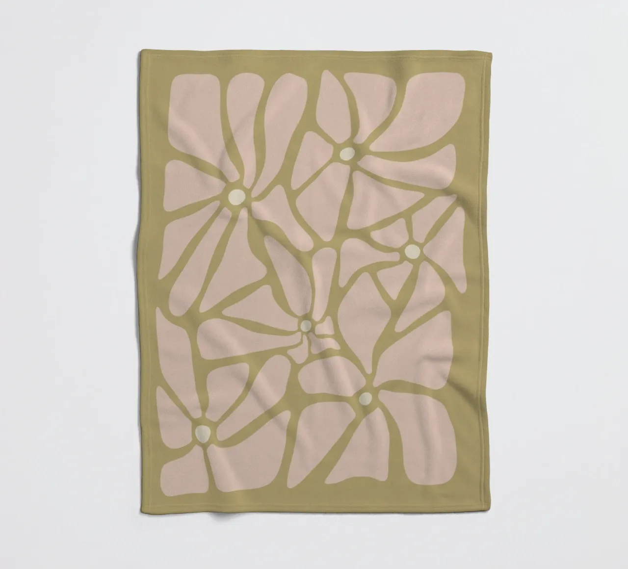 Fiori astratti retrò di metà secolo, rosa, crema e abbronzatura, di tipo trippy coperta in pile da This Wild Soul - Illustration