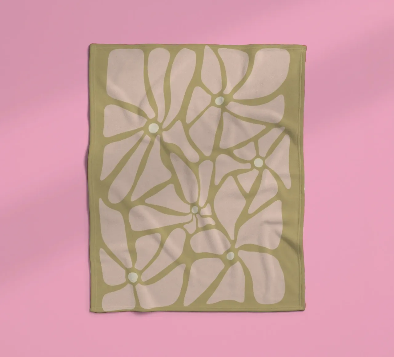 Fiori astratti retrò di metà secolo, rosa, crema e abbronzatura, di tipo trippy coperta in pile da This Wild Soul - Illustration