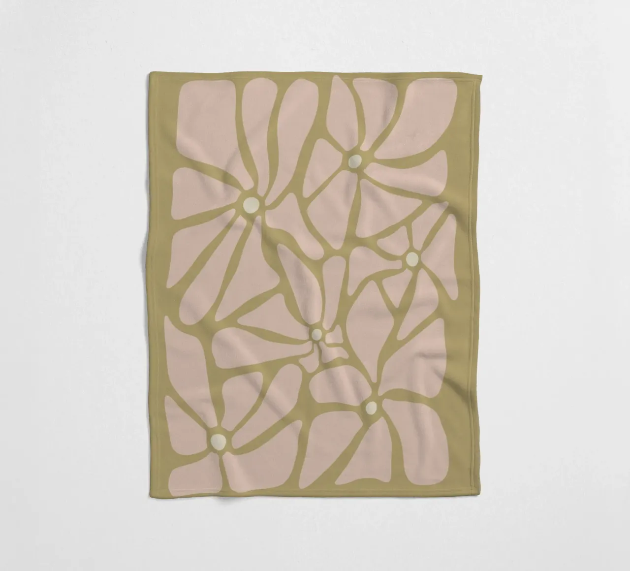 Fiori astratti retrò di metà secolo, rosa, crema e abbronzatura, di tipo trippy coperta in pile da This Wild Soul - Illustration