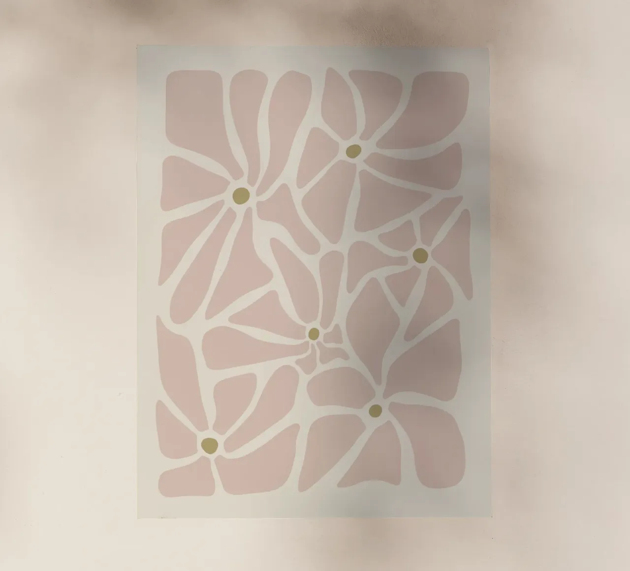 Fiori astratti di metà secolo, color crema, marrone e beige pellicola backlit da This Wild Soul - Illustration