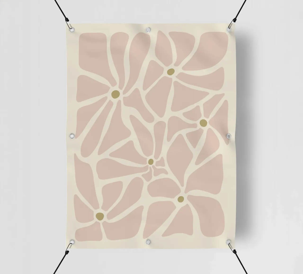 Fiori astratti di metà secolo, color crema, marrone e beige telo in pvc da This Wild Soul - Illustration