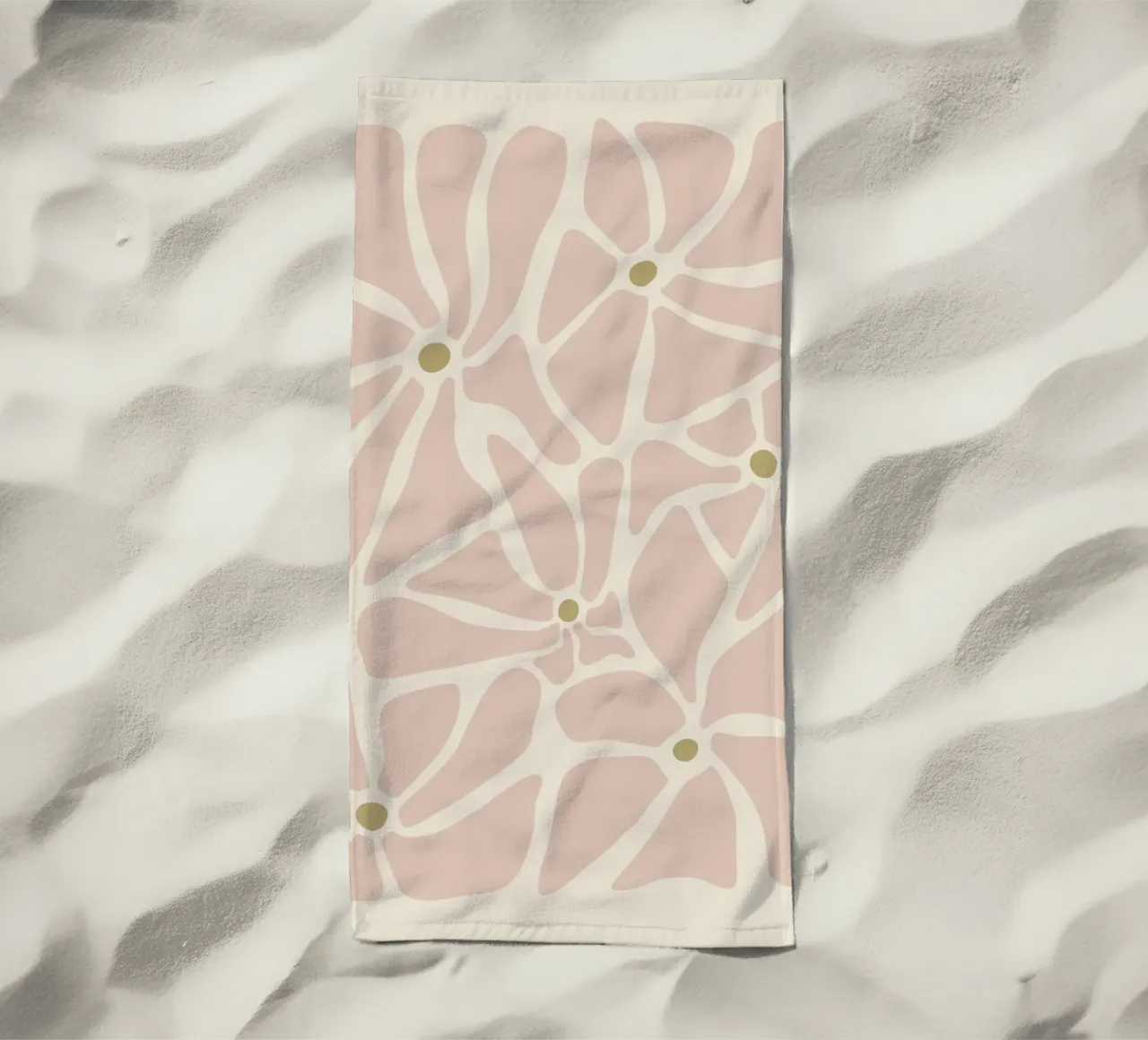 Fiori astratti di metà secolo, color crema, marrone e beige telo mare da This Wild Soul - Illustration