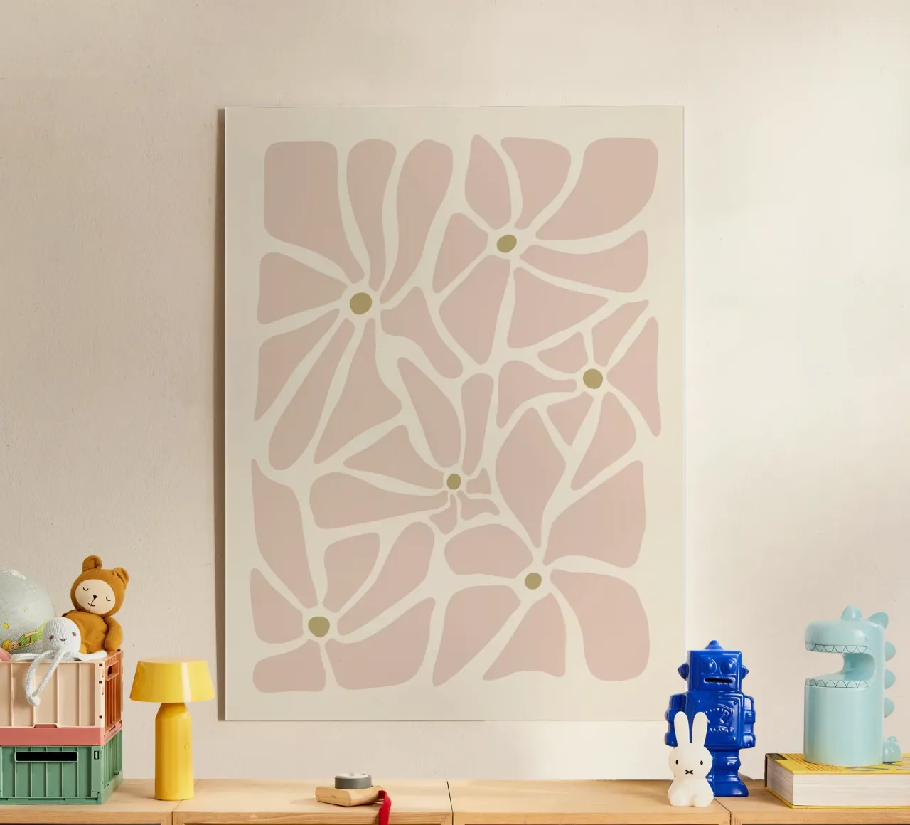 Fiori astratti di metà secolo, color crema, marrone e beige plexiglass da This Wild Soul - Illustration